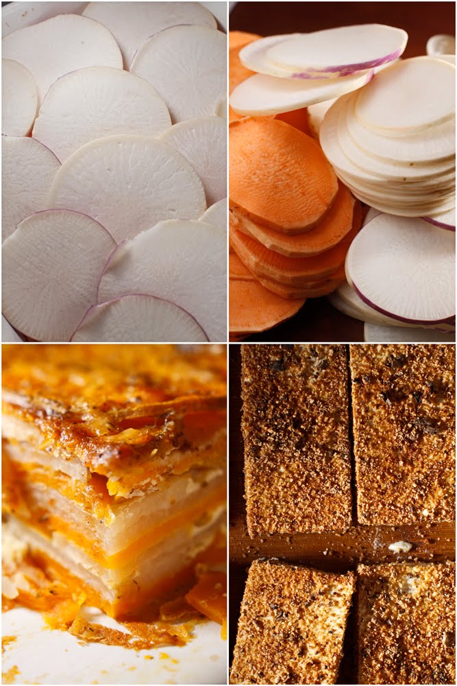 The Chubby Vegetarian Turnip + Sweet Potato Gratin