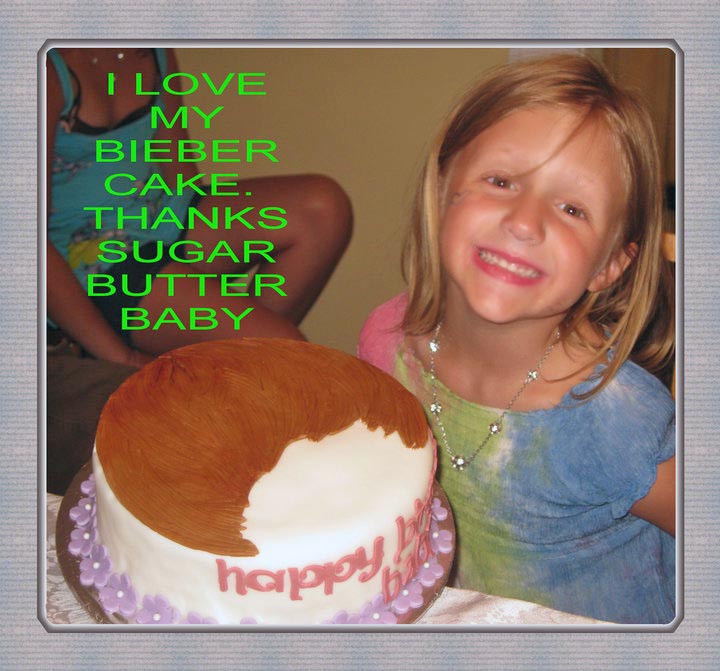 bieber cake. her Bieber cake arrived!