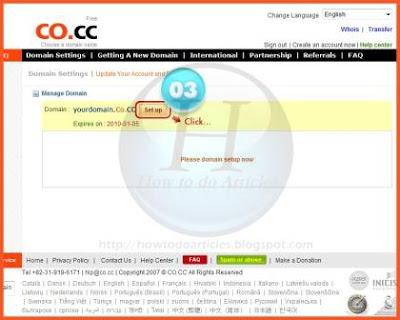 Register and setup domain Free co.cc for Blogger