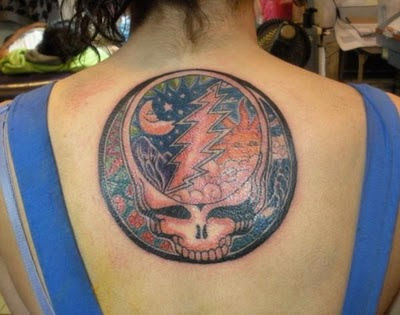 Grateful Dead Tattoos: GD Tattoo #91 Steal Your Face w/ Sun, Moon, and Stars Grateful Dead Tattoos: GD Tattoo #91 Steal Your Face w/ Sun, Moon, and Stars