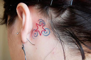 Behind ear star tattoo design