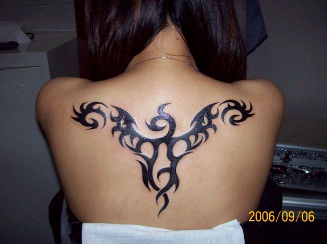 Tattoos On Upper Back For Girls. upper back tribal tattoo