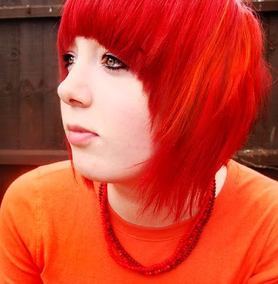 Red emo short hairstyles and