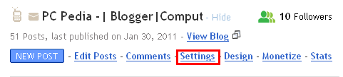 setting tab in blogger