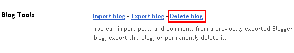 delete blog option in blogger