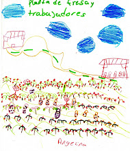 Planta de fresa y trabajadores. Angelina, 12 años