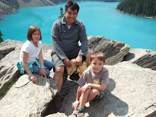 Atop the boulders at Moraine Lake