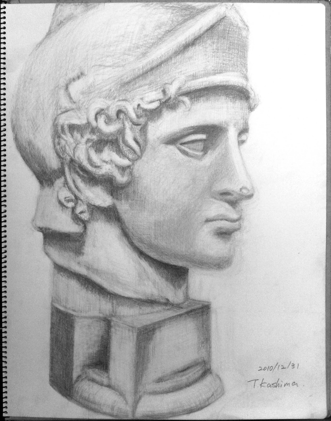 石膏像 青年マルス デッサン