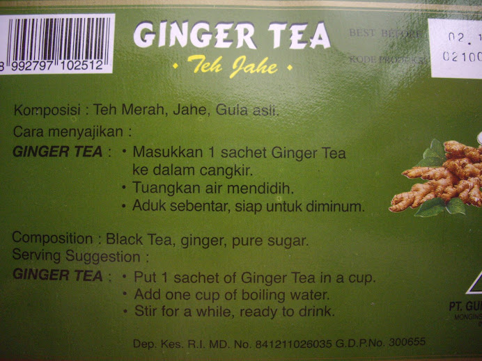 GINGER TEA FROM THE SPICE ISLANDS, KEPALA DJENGGOT BRAND.  ROMANTIC, LUXURIOUS, AND SATISFYING