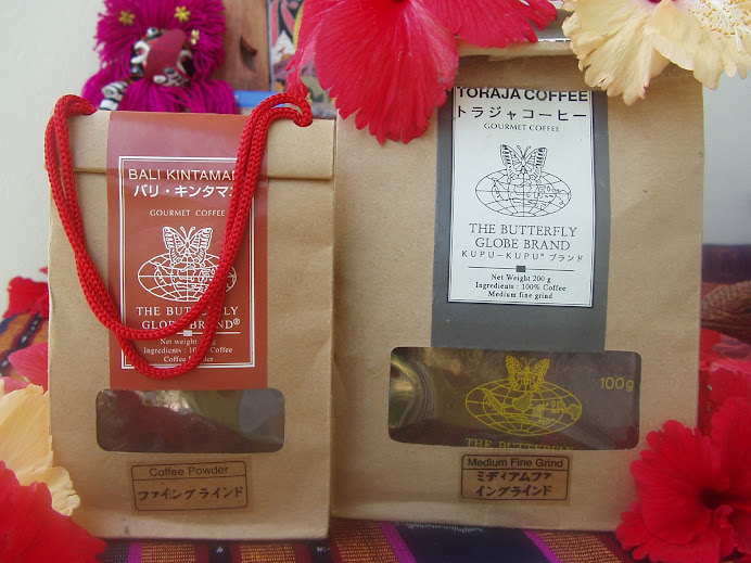 Paper Bag Packaging.  Magnificent, Renowned, Toraja Coffee from Sulawesi and Bali Kintamani Coffee