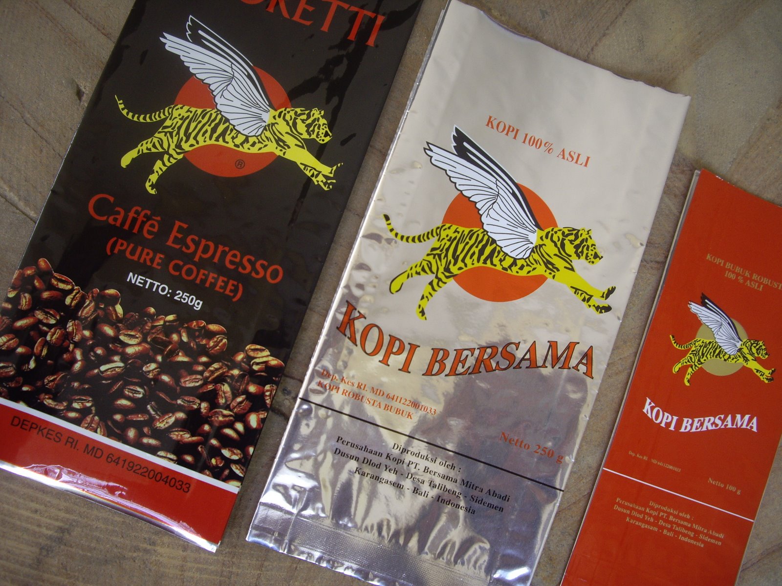 CAFFE ESPRESSO, KOPI BERSAMA, KOPI BALI BERSAMA.  BALI COFFEES  PRODUCED UNDER ITALIAN SUPERVISION