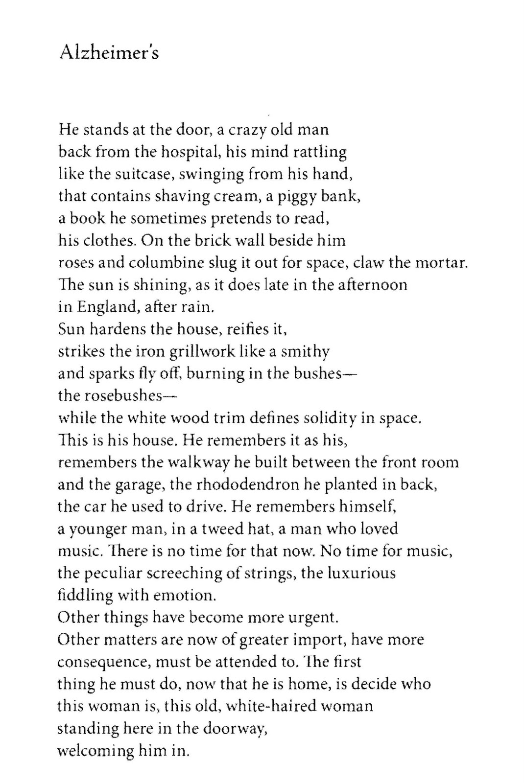 Alzheimer's by kelly cherry poem image