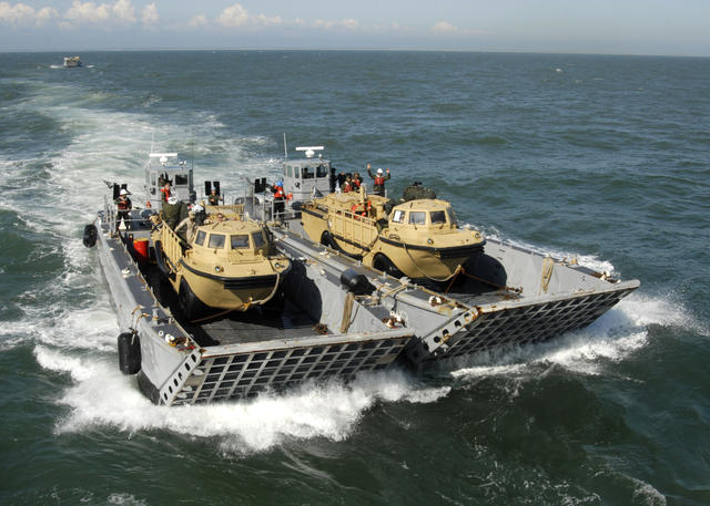 The Spis News: Two landing craft mechanized (LCM)