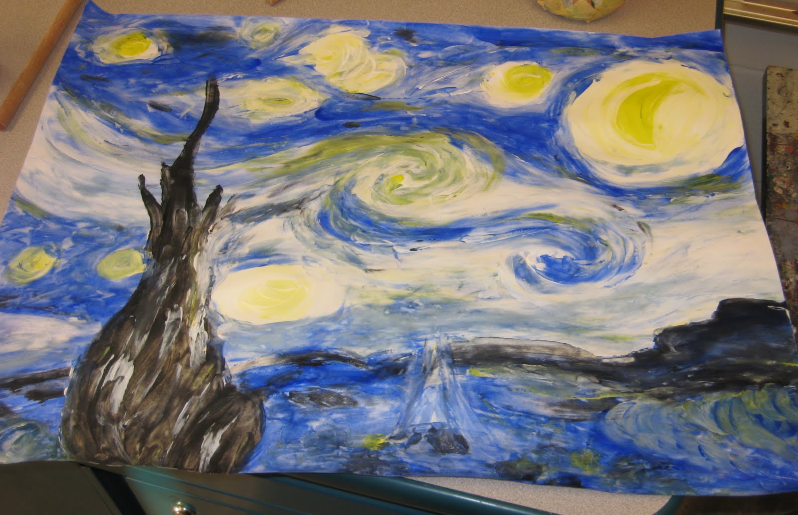 to Megan's Art Gallery Starry Night Finger Painting