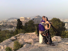 Melina and Daughter Zoe hanging out on Ancient Greek Columns