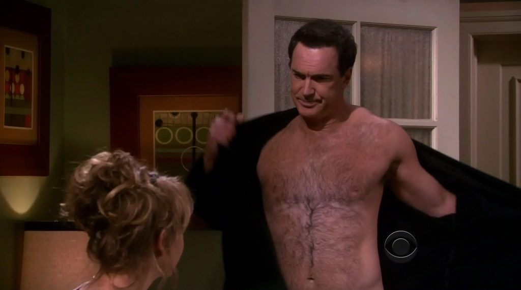 Patrick Warburton is shirtless on the episode "Snoozin' for a Bru...