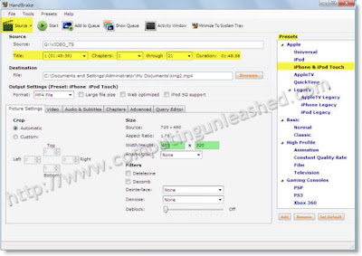 handbrake+for+windows How To Convert DVDs to iPhone/ iPod Touch Format Easily