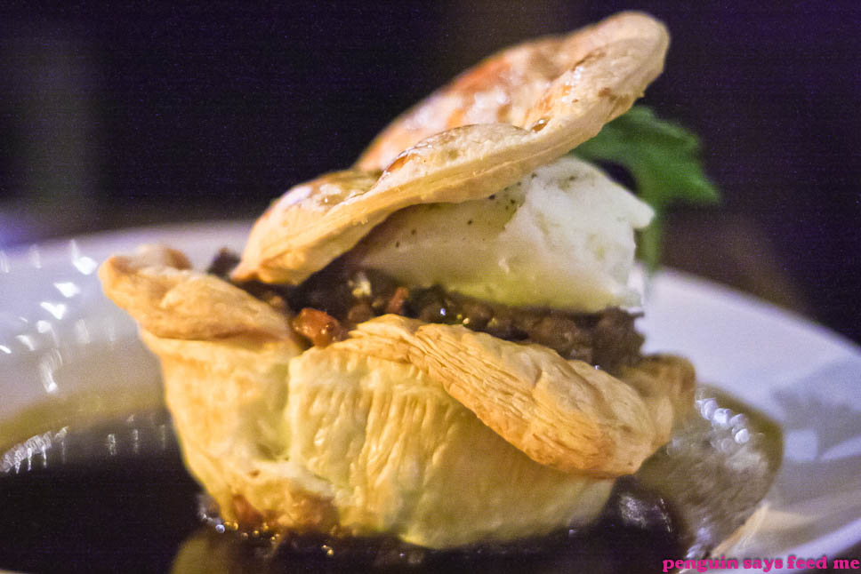 Penguin says Feed Me Pie and a Pint Bungalow 8, King St Wharf