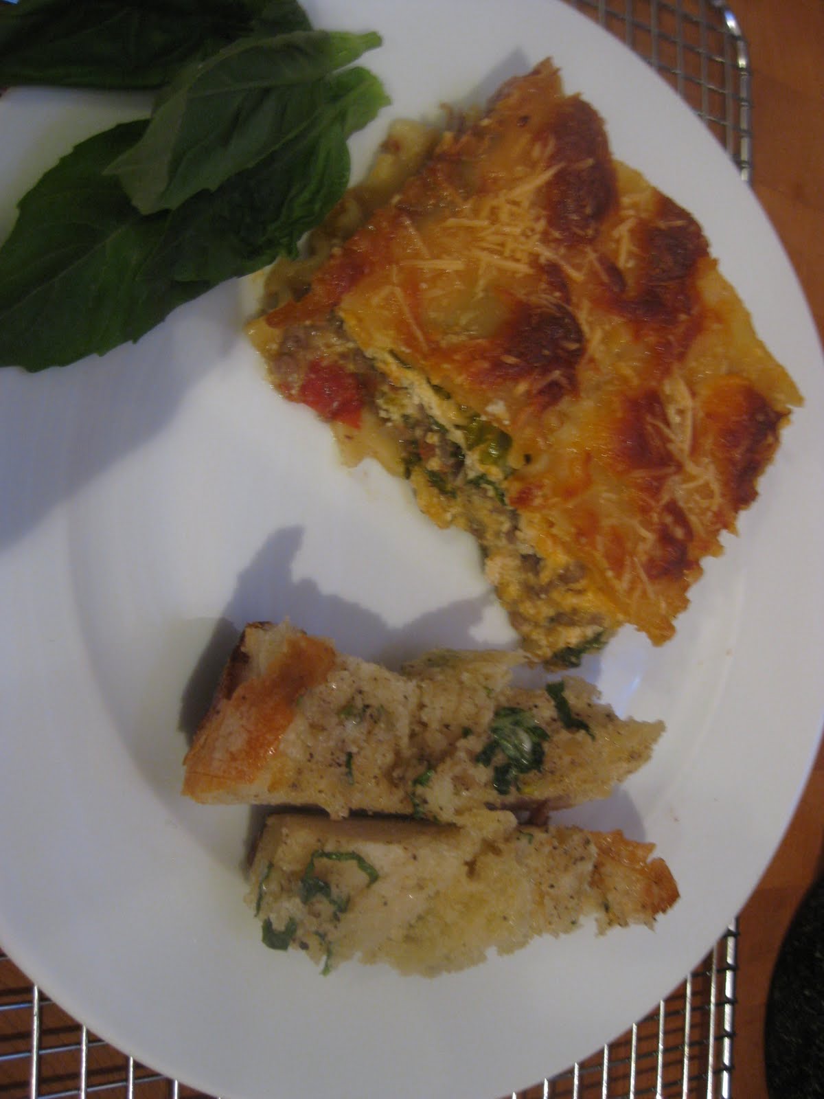 Domesticated Peacock Hell in a Hand Basket Lasagna with Sourdough herb