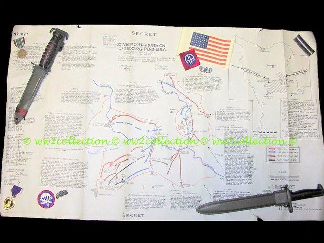 Operation Overlord, Normandy 1944,  D-Day Invasion Battle map American Paratroopers World War II