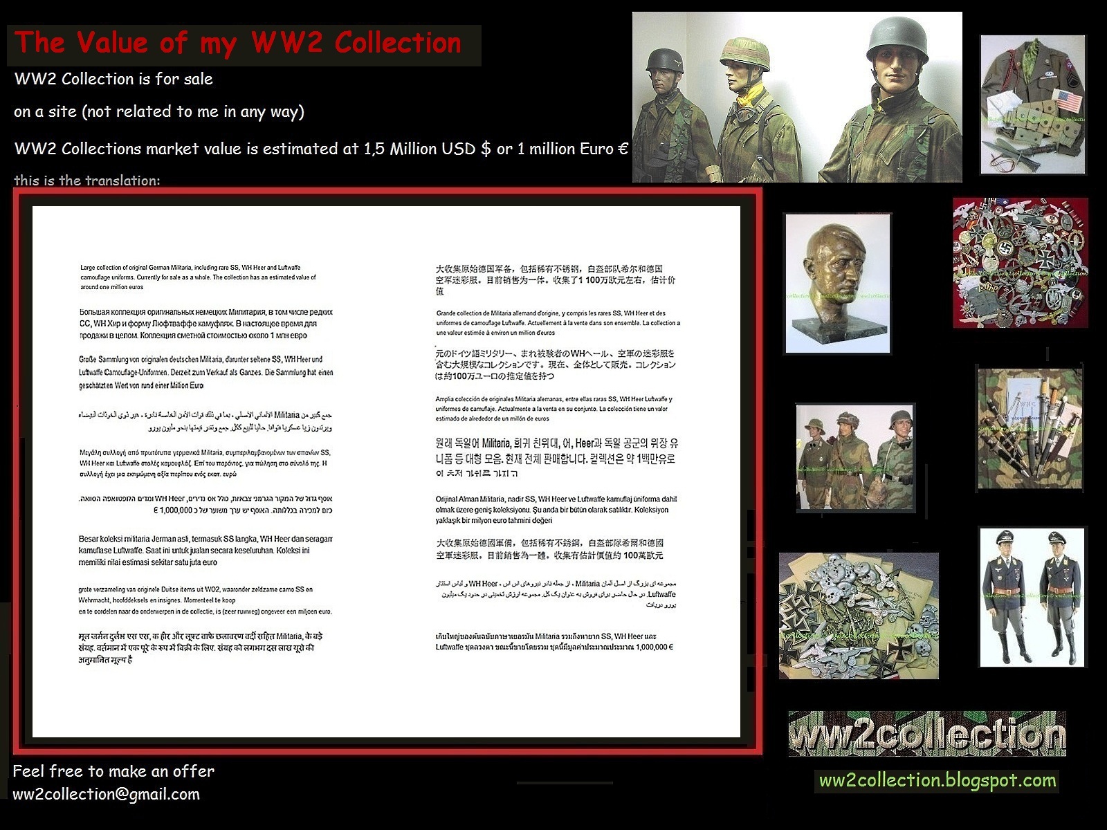 1 Million, WW2 Collection market value is estimated at 1 Million €