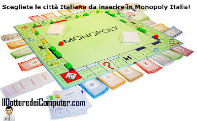 scegliete le città per Monopoly Italia