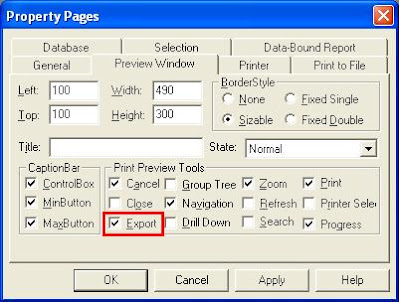 Preview window does not contain export Button