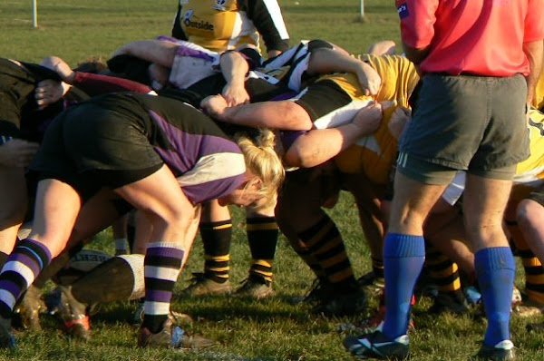 Lucy asks,"does my bum look big in this scrum?"