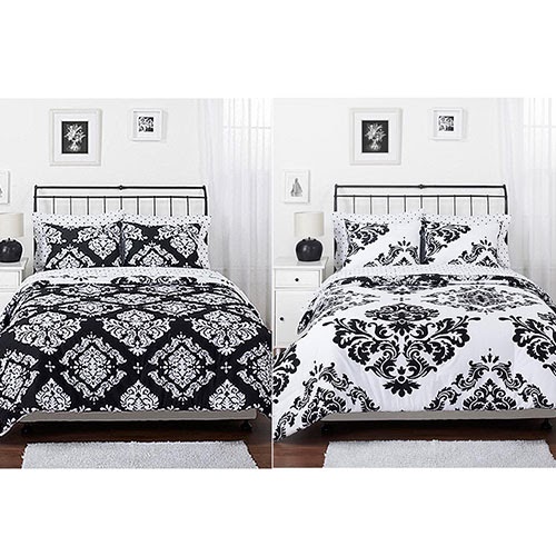 Bunny Chic Boutique Black and White Damask Comforter