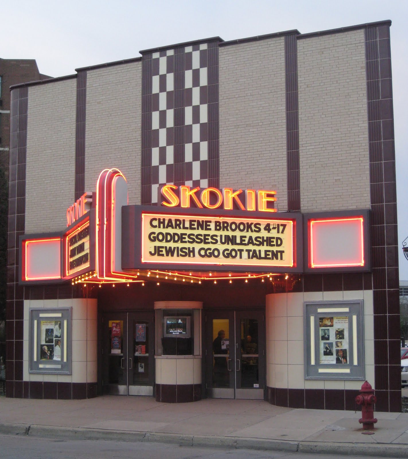 Marathon Pundit Skokie Theatre at dusk