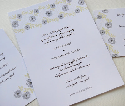 Antique Floral Wedding Invitation Reply Card and Reception Card shown in