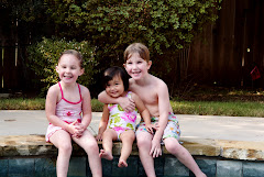 Lily, Mary Kate and Jack poolside