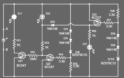 Rangkaian Monitor status battery 12 volt Monitor status battery 12 volt