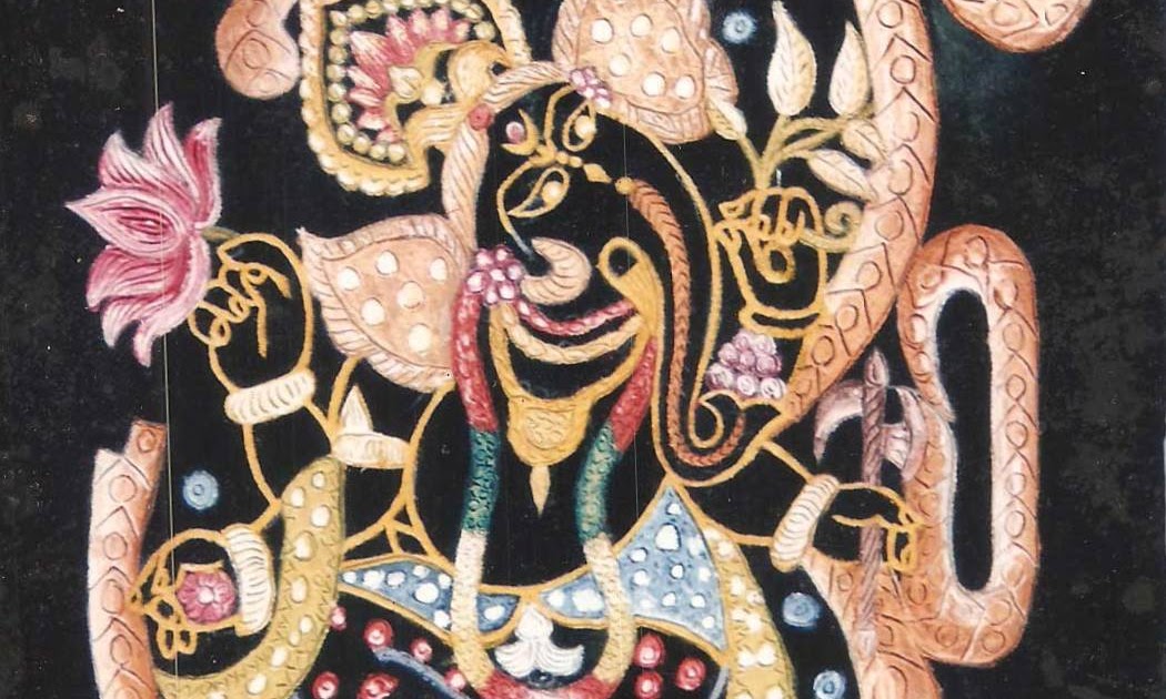 Gangotri The Painting Studio Nib Painting of Dancing Vinayaka in Ohm