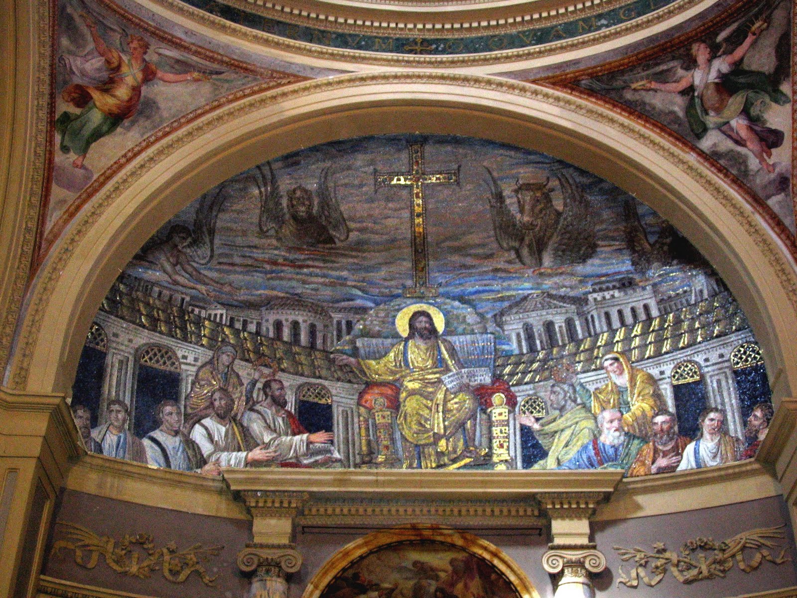 Cristo entronizado con los apóstoles en la Jerusalén Celestial muestra que el ilusionismo romano continuaba vivo y con buena salud en el arte paleocristiano Cristo entronizado con los apóstoles en la Jerusalén Celestial muestra que el ilusionismo romano continuaba vivo y con buena salud en el arte paleocristiano