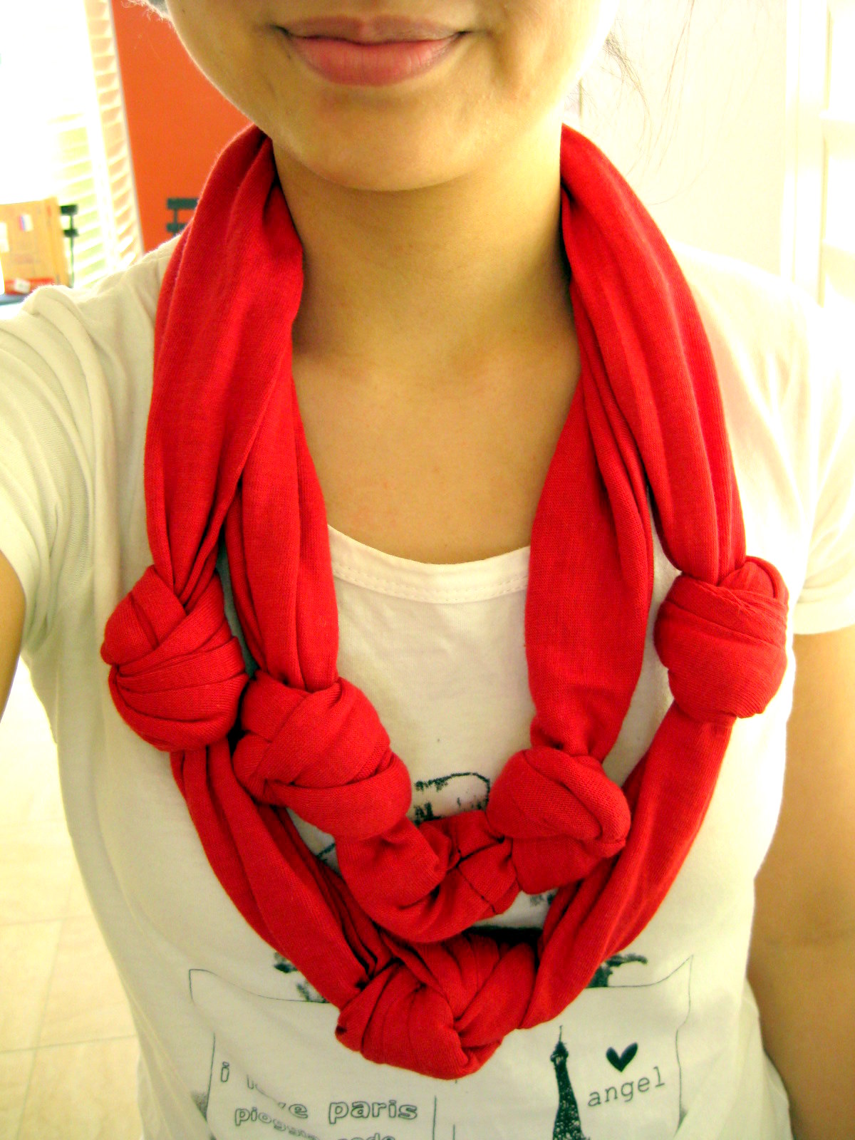 because she started knitting DIY Knotted DoubleLayered Scarf from XL