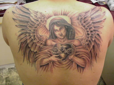 sad angel tattoo. simple angel tattoos.