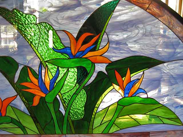 Stained Glass Craftsmen: Stained Glass Arch Birds of Paradise