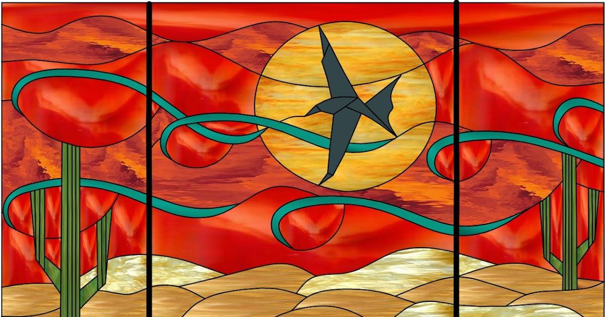 Stained Glass Craftsmen Stained Glass Desert Abstract Firescreen