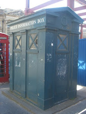 In this picture the TARDIS is actually the red phone box BEHIND the police box