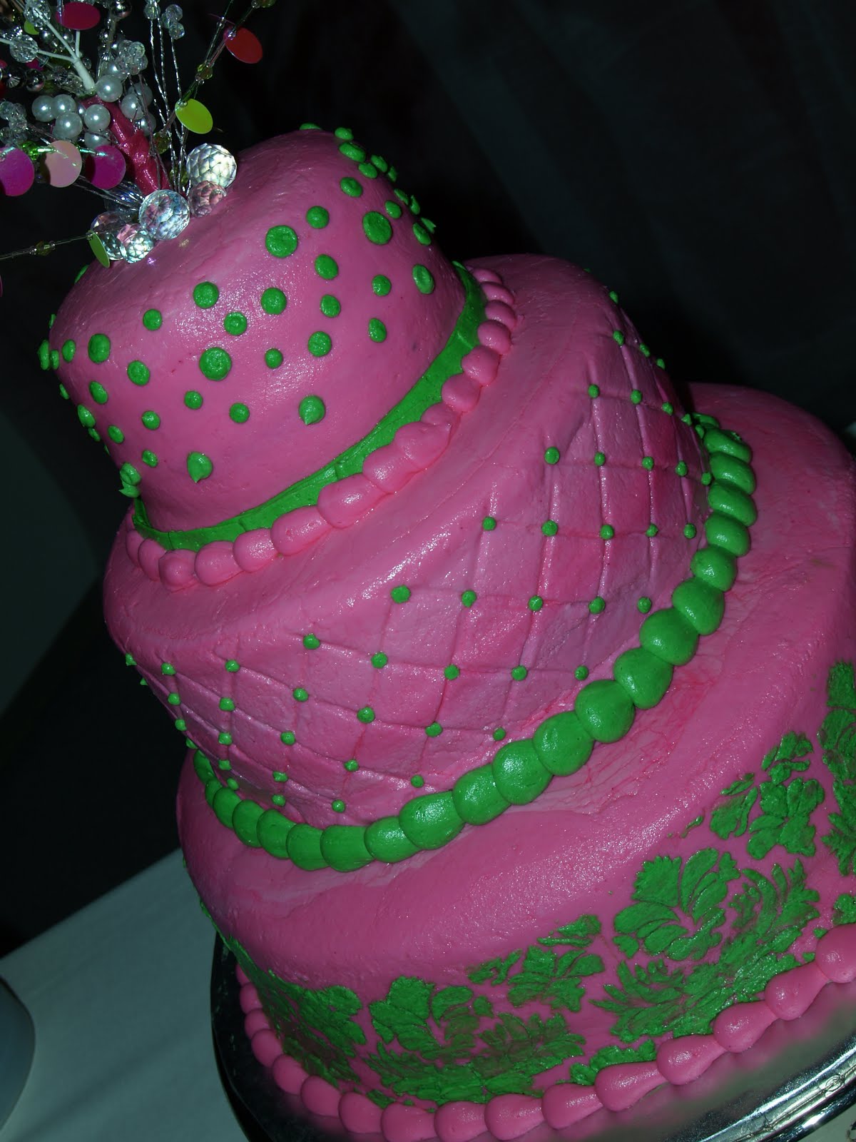 Becky\'s Sweets: Hot Pink & Green Wedding Cake Becky\'s Sweets: Hot Pink & Green Wedding Cake