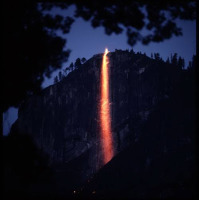Fire waterfall at yosemite
