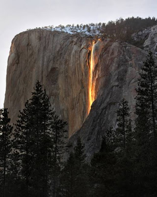 Fire waterfall at yosemite
