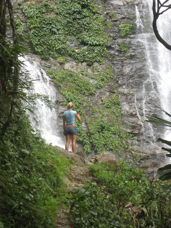 We caught the first glimpse of the waterfall,  it was powerful and cooled us off.