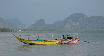 Longtail boat in Phang Nga, view from Samchong Seafood