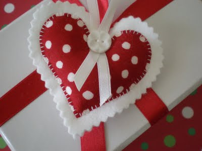 red heart christmas ornament