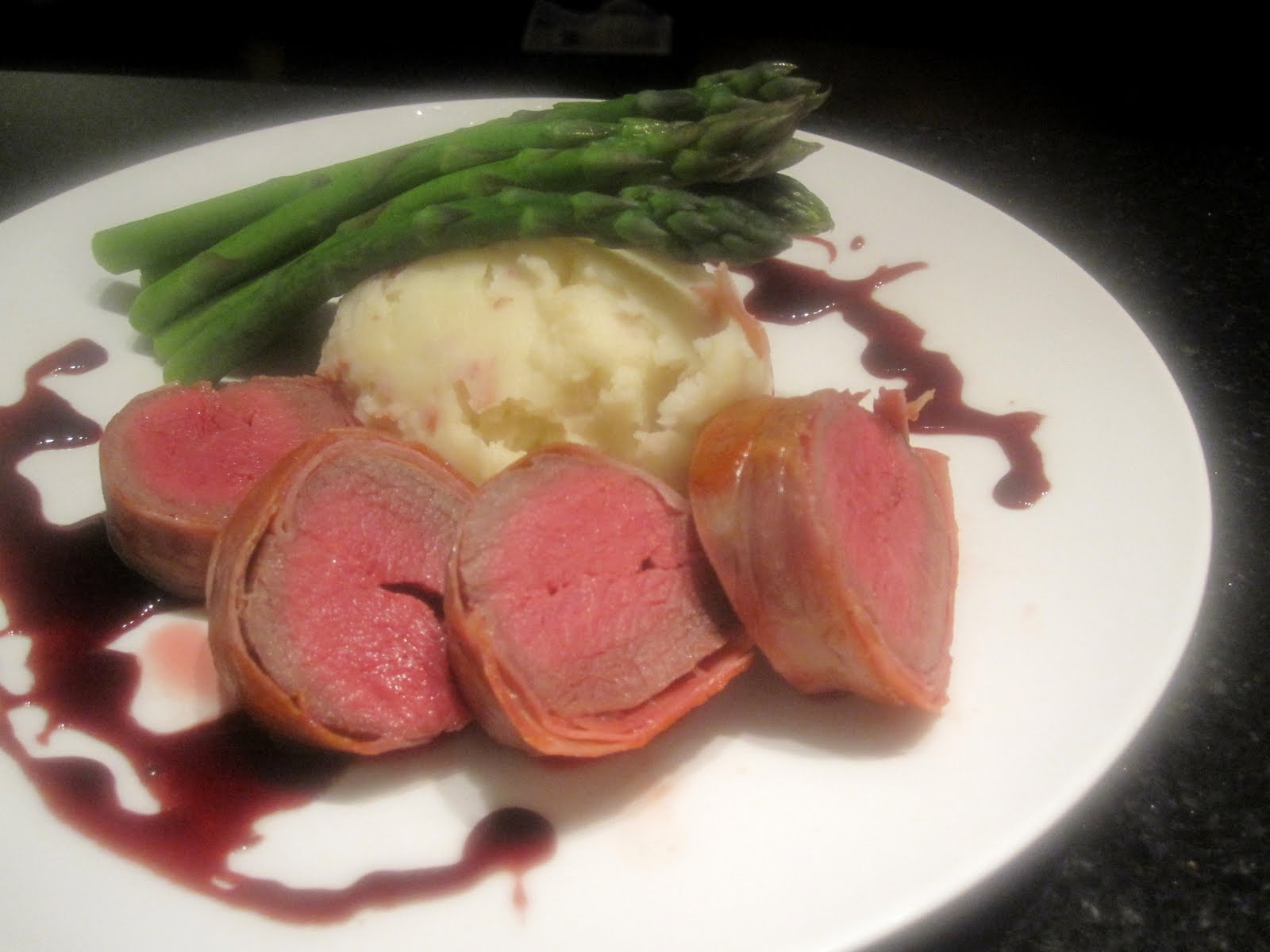 Bubbles n Squeaks Prosciutto Wrapped Lamb Fillet with Pomegranate