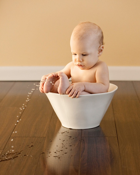 Cute baby doing something bad model photo