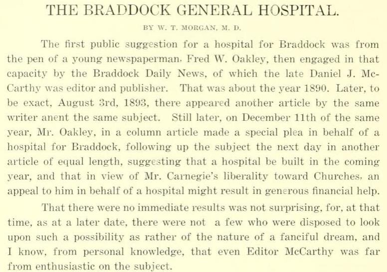 Gerontologo Americano History of Old Braddock Hospital