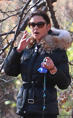 Catherine Zeta-Jones Walking her Dog in Central Park Pics
